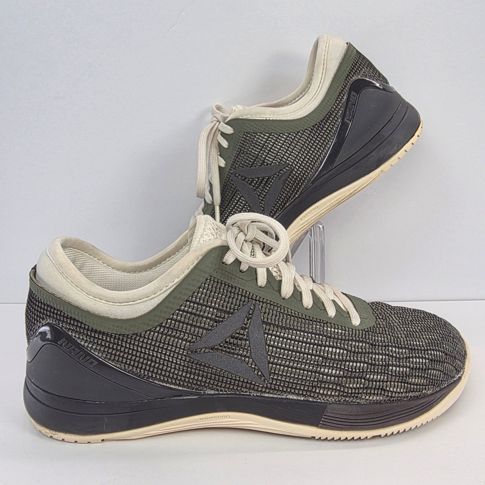 Reebok Olive Green and Cream Athletic Sneakers